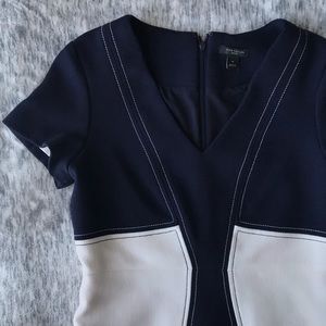 Ann Taylor Navy Blue & White Dress